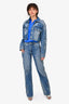 Maje Light Blue Crystal Embellished Cropped Denim Jacket + Pants Set Size 36