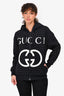 Gucci Black Crystal Embellished Logo Printed Zip Up Hooded Jacket Size XXS (As Is)