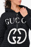 Gucci Black Crystal Embellished Logo Printed Zip Up Hooded Jacket Size XXS (As Is)