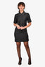 Judith & Charles Dark Grey Check Shift Dress with Embellished Trim Size 2