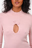 LOBA Pink Mockneck Cut-Out Detail Top Size M