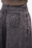 Pre-Loved Chanel™ 2022 Black/Purple Washed Denim High Waisted Wide Legged Jeans Size 40