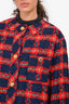 Gucci Navy/Red Wool Blended Checked Tweed Jacket Size 42