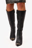 Valentino Black Leather Knee High Rockstud Heeled Boots Size 39