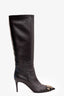 Valentino Black Leather Knee High Rockstud Heeled Boots Size 39