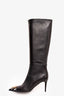 Valentino Black Leather Knee High Rockstud Heeled Boots Size 39