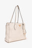 Prada White Pebbled Leather Logo Tote