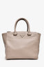 Prada Grey Leather Contrast Stitch Twin Pocket Tote With Strap