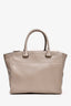 Prada Grey Leather Contrast Stitch Twin Pocket Tote With Strap