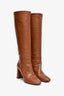 Prada Brown Leather Knee High Heeled Boots (As Is)