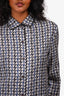 Prada Blue/Grey Patterned Silk Button-Up Size 40