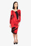 Class Roberto Cavalli Red/Black Long-Sleeve Dress Size 6 with Tag