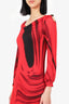 Class Roberto Cavalli Red/Black Long-Sleeve Dress Size 6 with Tag