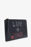 Gucci Black Leather 'Life is Gucci' Flat Pouch