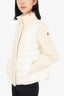 Moncler Cream Nylon/Wool Knit Sleeve/Collar Quilted Puffer Jacket Size M