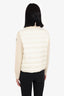 Moncler Cream Nylon/Wool Knit Sleeve/Collar Quilted Puffer Jacket Size M