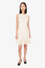 Pre-Loved Chanel™ 2007 Cruise Silk Cream/White Sleeveless Pleated Dress Size 38