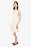 Pre-Loved Chanel™ 2007 Cruise Silk Cream/White Sleeveless Pleated Dress Size 38