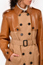 Burberry Prorsum Beige Canvas/Brown Rubber Trench Coat with Belt Size 46 Mens