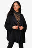 The Row Black/Navy Blue Angora Wrap Coat Size L