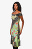 Roberto Cavalli Class Green/Zebra Printed Midi Dress Size 40