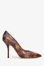 Givenchy Brown Peacock Feather Printed Heels Size 39.5