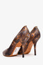 Givenchy Brown Peacock Feather Printed Heels Size 39.5