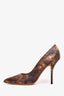 Givenchy Brown Peacock Feather Printed Heels Size 39.5