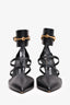 Gucci Black Leather T-Strap Horsebit Cuff Heels Size 39 (As Is)