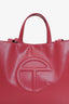 Telfar Red Faux Leather Medium Shopping Tote