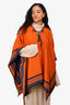 Louis Vuitton Orange/Navy Cashmere Leather Tassle Poncho Size O/S