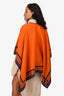 Louis Vuitton Orange/Navy Cashmere Leather Tassle Poncho Size O/S