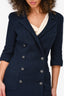 Pre-Loved Chanel™ 2013 Navy Pleated Double Breasted Blazer Jacket Size 38