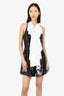 Balmain Black/White Ruffle-panel Sequinned Mini Dress Size 38