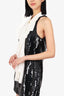 Balmain Black/White Ruffle-panel Sequinned Mini Dress Size 38