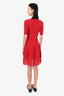 Louis Vuitton Red Wool Ribbed Short Sleeve Lace Dress Size M