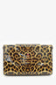 Christian Louboutin Brown Leopard Print Patent Leather Vanite Clutch with Chain