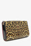 Christian Louboutin Brown Leopard Print Patent Leather Vanite Clutch with Chain