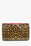 Christian Louboutin Brown Leopard Print Patent Leather Vanite Clutch with Chain