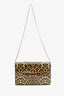 Christian Louboutin Brown Leopard Print Patent Leather Vanite Clutch with Chain