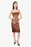 Dolce & Gabbana Leopard Print/Gold Silk/Leather Belted Dress Size 42