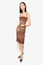 Dolce & Gabbana Leopard Print/Gold Silk/Leather Belted Dress Size 42