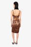 Dolce & Gabbana Leopard Print/Gold Silk/Leather Belted Dress Size 42