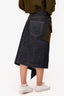 Sacai Medium Wash Wool/Denim Asymmetrical Midi Skirt Size 2