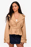 L'Academie Tan Cropped Belted Trench Coat Size S