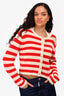 L'Academie Red/White Striped Knit Cardigan Size S