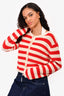 L'Academie Red/White Striped Knit Cardigan Size S