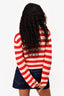 L'Academie Red/White Striped Knit Cardigan Size S