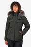 Moose Knuckles Olive Green Down Jacket with Fur Trim Hood Size XS