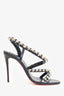 Christian Louboutin Black Spikita Strap 100 Heeled Sandals Size 37.5